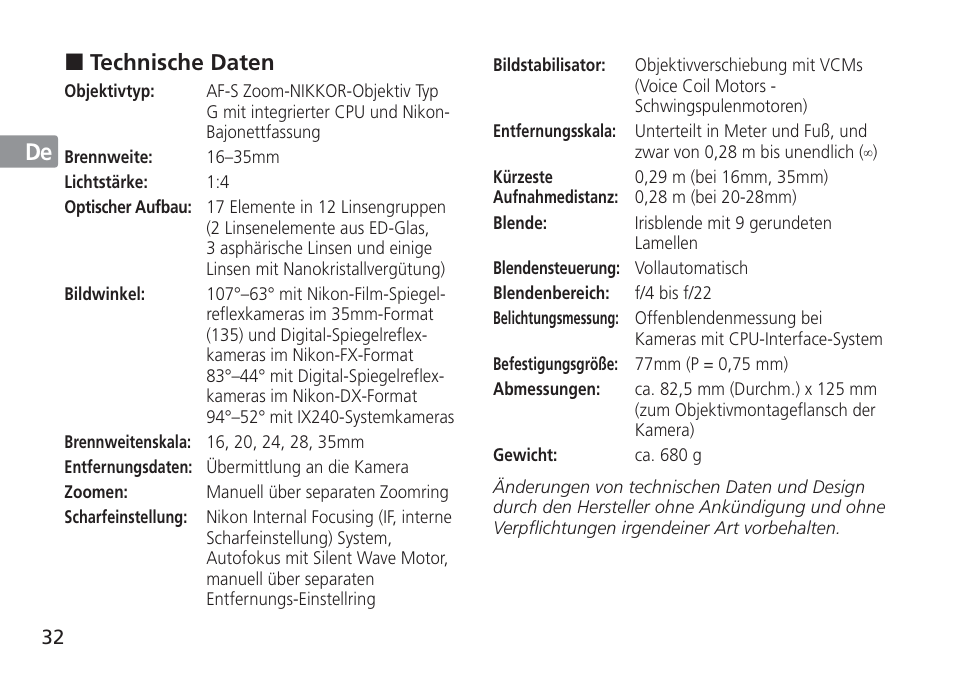Nikon 16-35mm-f-4G-AF-S-VR-Zoom-Nikkor User Manual | Page 32 / 152