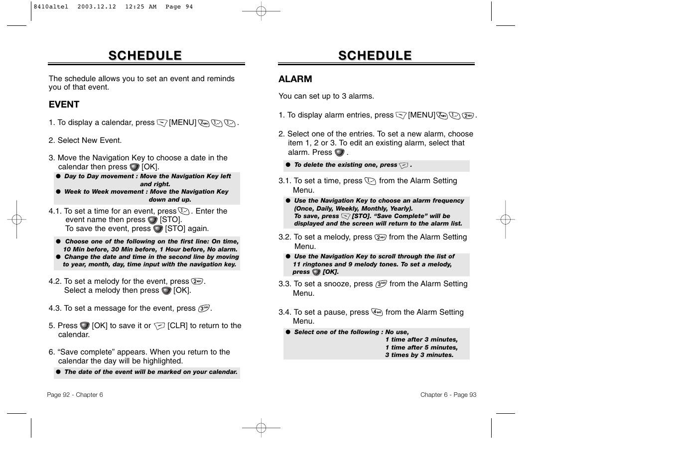 Schedule | Audiovox CDM 8410 User Manual | Page 49 / 78