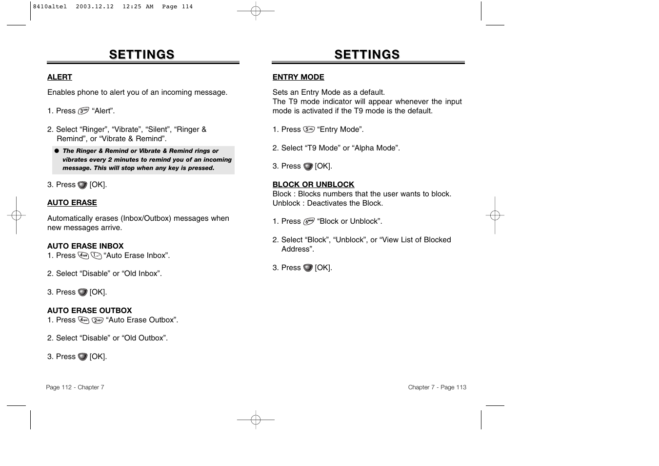 Settings | Audiovox CDM 8410 User Manual | Page 59 / 78