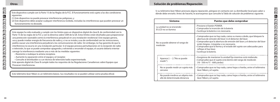 Solución de problemas/reparación, Otros | Nikon COOLSHOT User Manual | Page 25 / 139