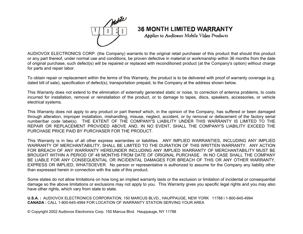 Audiovox VOH1042 DL User Manual | Page 15 / 16