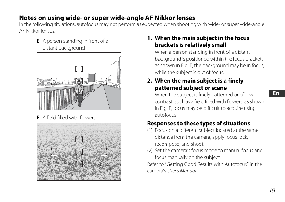 Responses to these types of situations | Nikon 18-55mm-f-35-56G-AF-S-DX-VR-Zoom-Nikko User Manual | Page 19 / 108
