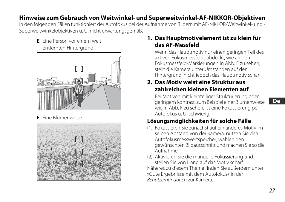 Lösungsmöglichkeiten für solche fälle | Nikon 18-55mm-f-35-56G-AF-S-DX-VR-Zoom-Nikko User Manual | Page 27 / 108