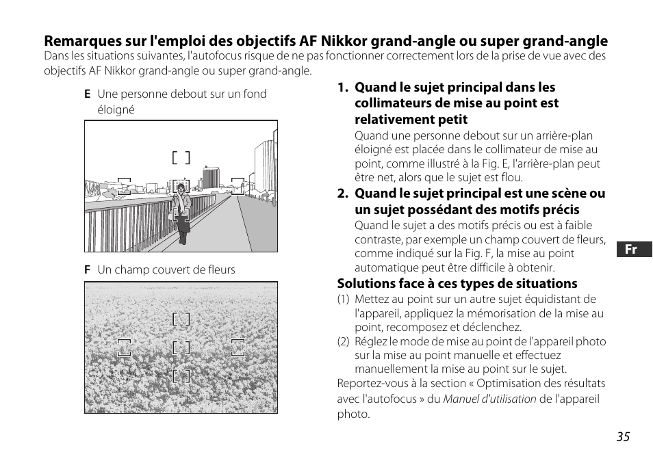 Solutions face à ces types de situations | Nikon 18-55mm-f-35-56G-AF-S-DX-VR-Zoom-Nikko User Manual | Page 35 / 108