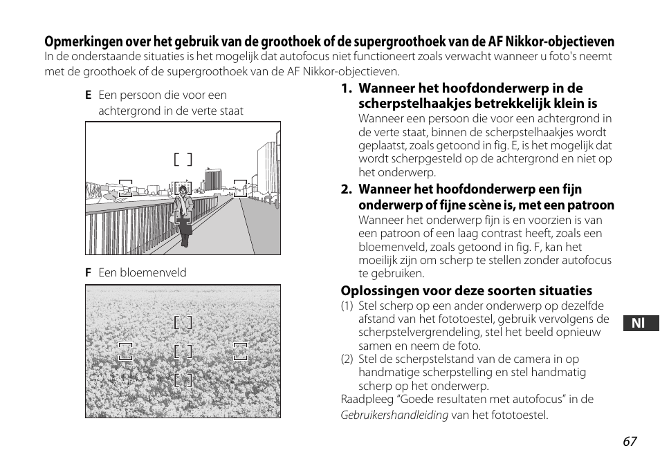 Oplossingen voor deze soorten situaties | Nikon 18-55mm-f-35-56G-AF-S-DX-VR-Zoom-Nikko User Manual | Page 67 / 108