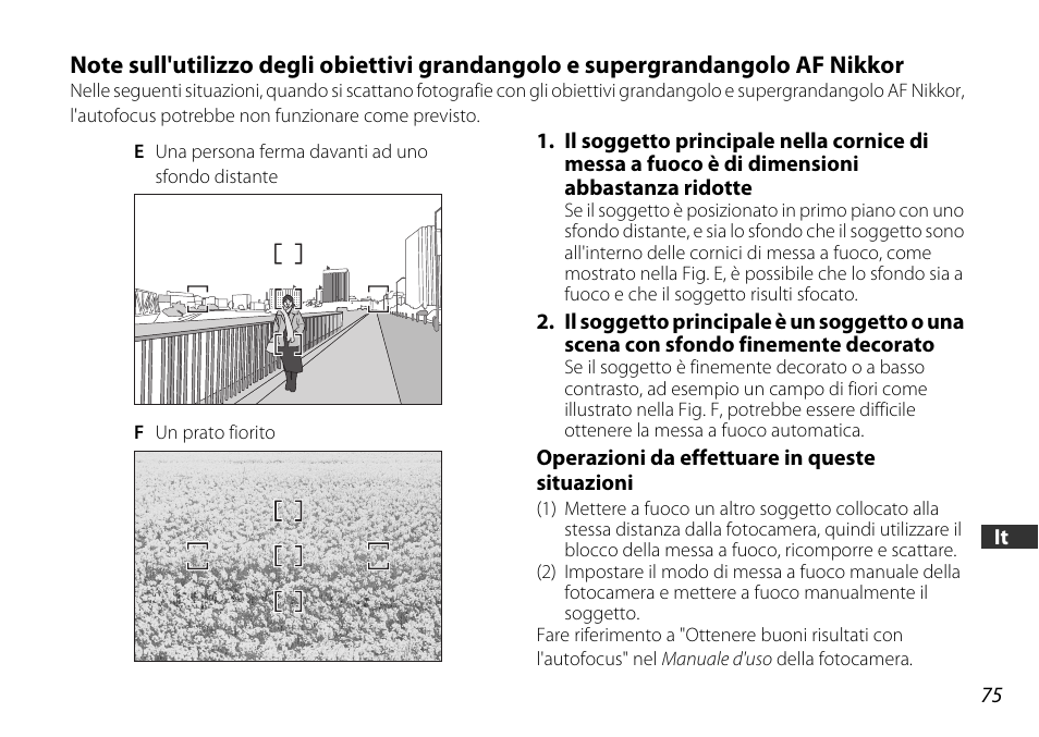 Operazioni da effettuare in questesituazioni | Nikon 18-55mm-f-35-56G-AF-S-DX-VR-Zoom-Nikko User Manual | Page 75 / 108
