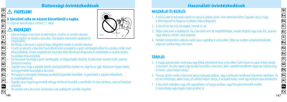 Vigyázat, Figyelem | Nikon Compact-Sport-Sprint User Manual | Page 74 / 83