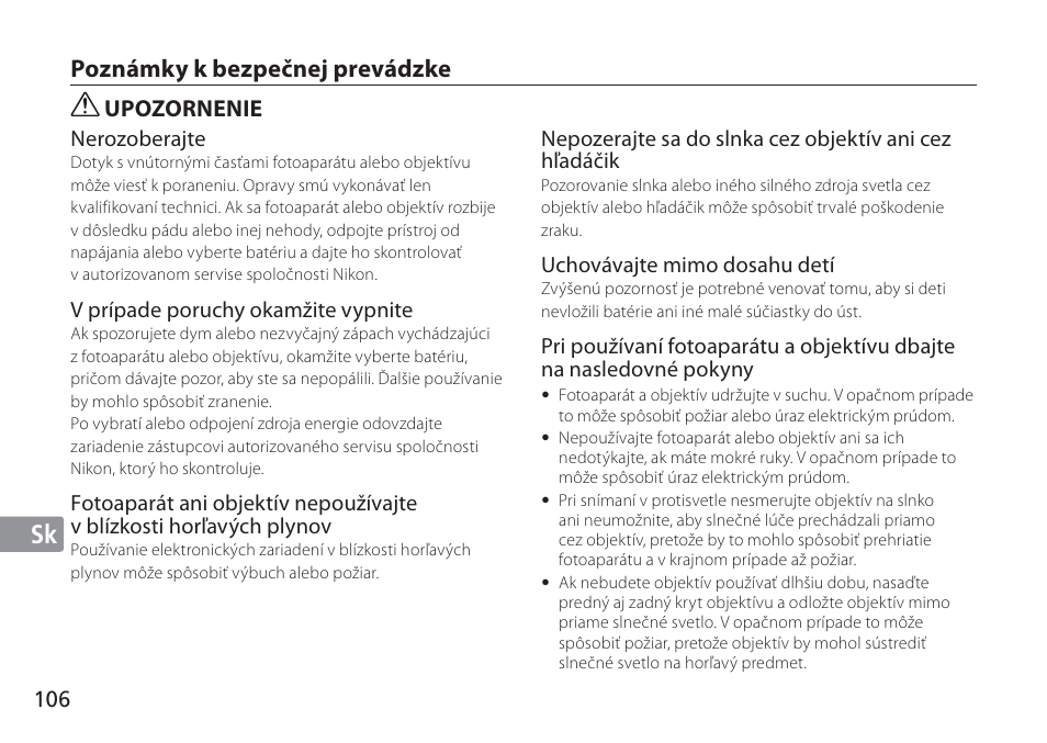 Jp de fr es se ru nl it cz sk ck ch kr sk | Nikon 24-120mm-f-4G-ED-AF-S-VR-Zoom-Nikkor User Manual | Page 106 / 164