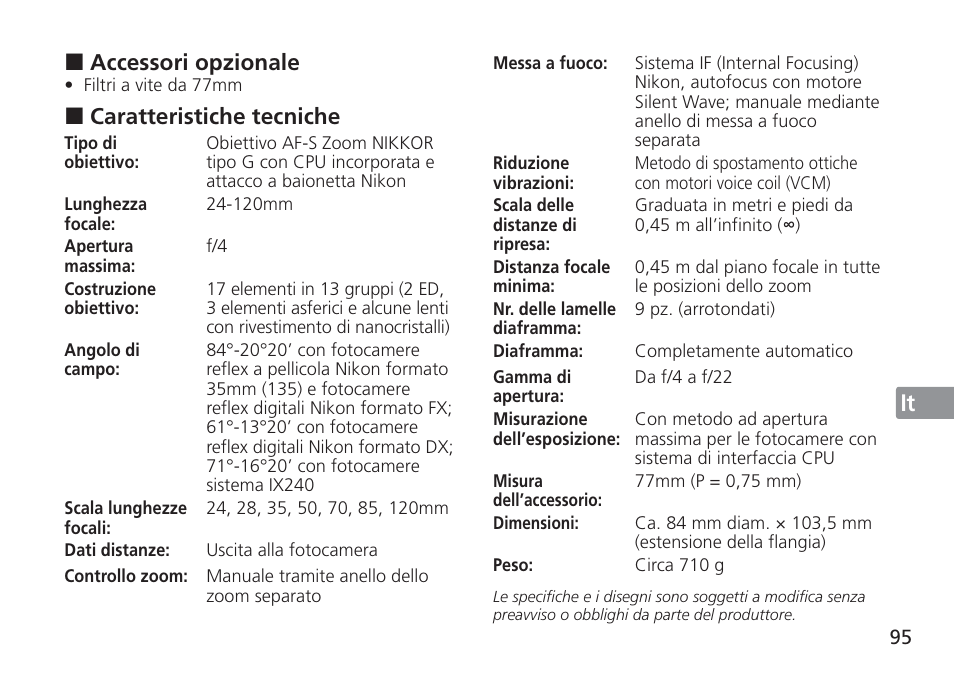 Jp en de fr es se ru nl it cz sk ck ch kr | Nikon 24-120mm-f-4G-ED-AF-S-VR-Zoom-Nikkor User Manual | Page 95 / 164