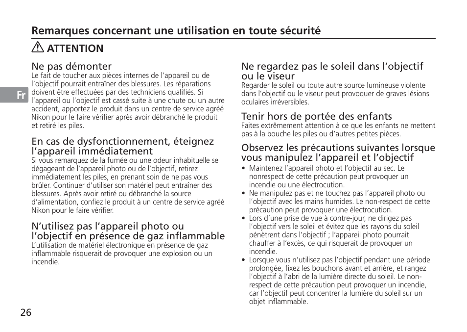 Jp en de fr es se ru nl it cz sk ck ch kr | Nikon 24mm-f-14G-ED-AF-S-Nikkor User Manual | Page 26 / 116