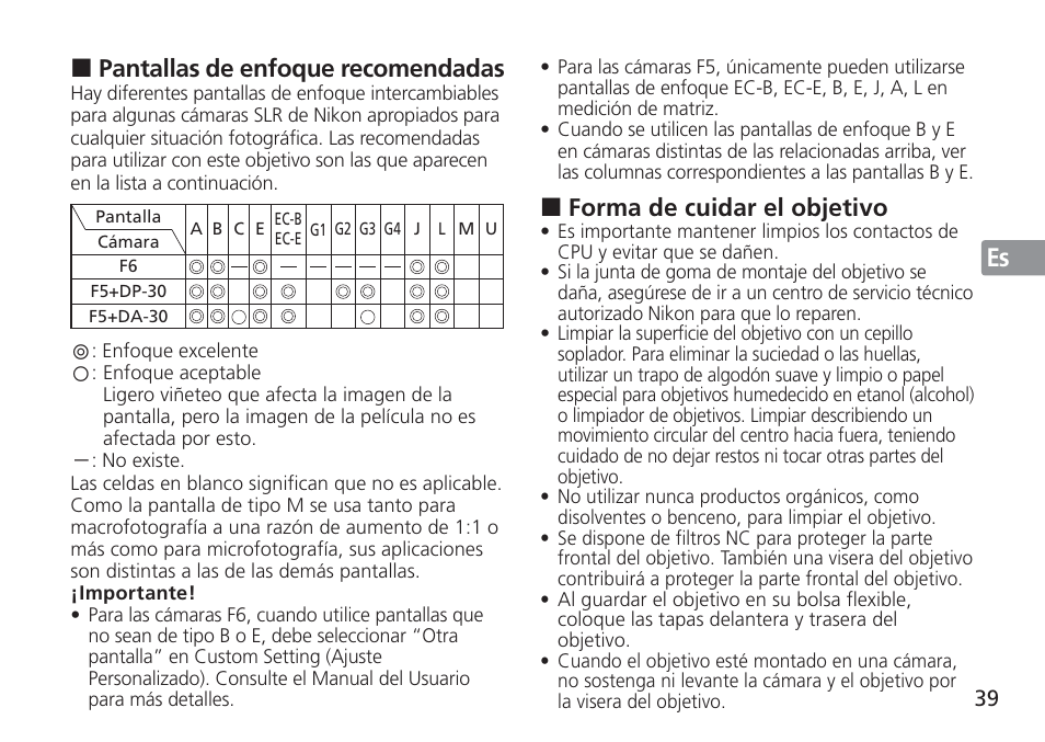 Jp en de fr es se ru nl it cz sk ck ch kr | Nikon 24mm-f-14G-ED-AF-S-Nikkor User Manual | Page 39 / 116