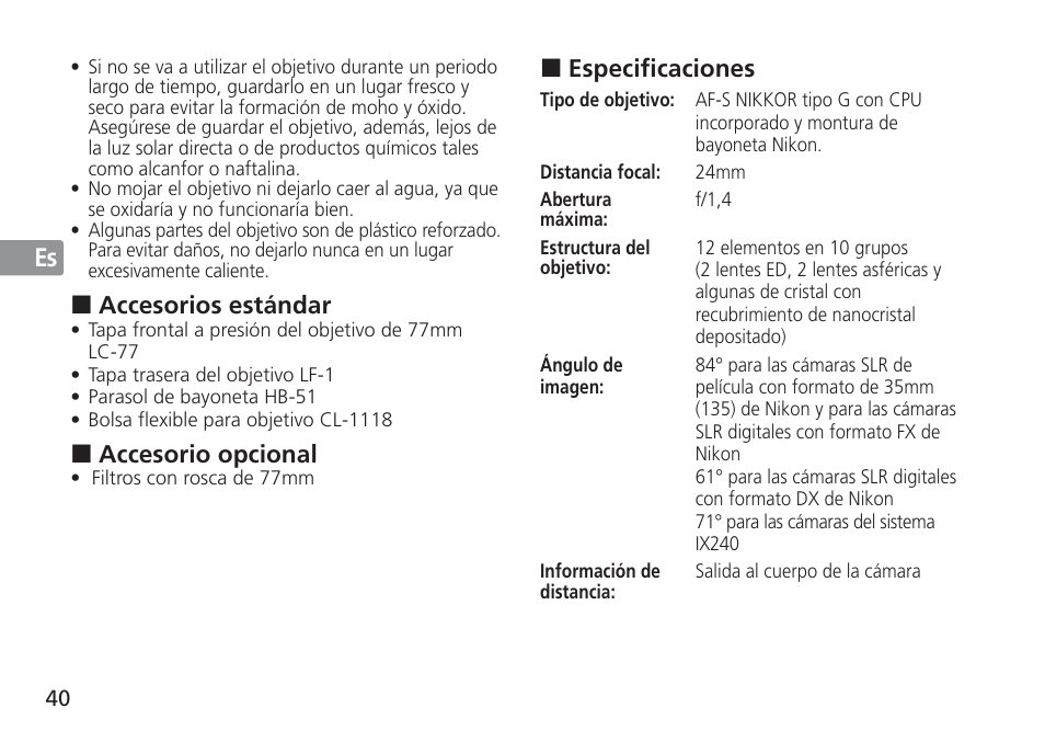 Nikon 24mm-f-14G-ED-AF-S-Nikkor User Manual | Page 40 / 116