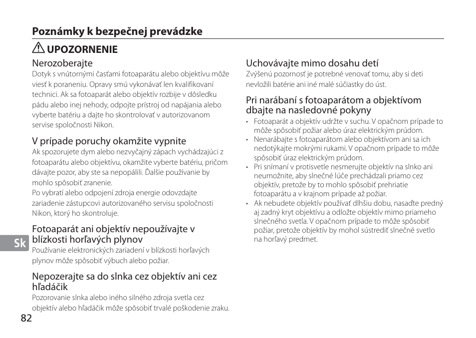 Jp en de fr es se ru nl it cz sk ck ch kr | Nikon 24mm-f-14G-ED-AF-S-Nikkor User Manual | Page 82 / 116