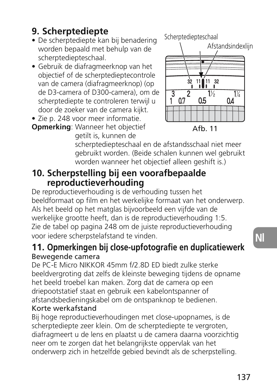 Scherptediepte | Nikon 45mm-f-28D-ED-PC-E-Nikkor User Manual | Page 137 / 252