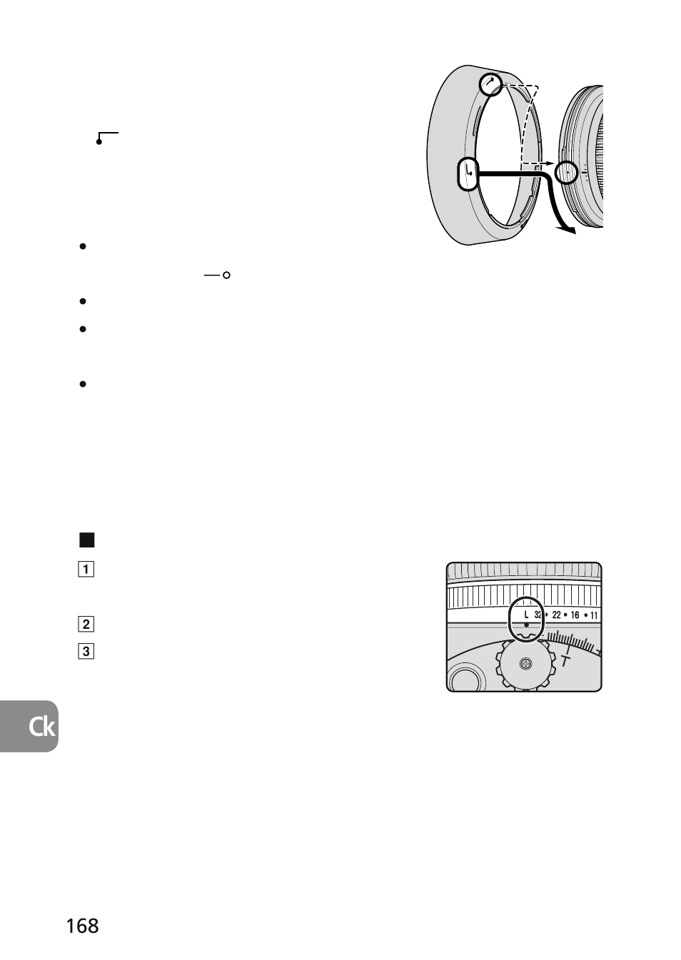 Ck 5, 使用卡口式镜头遮光罩 hb-43, 决定曝光 | Nikon 45mm-f-28D-ED-PC-E-Nikkor User Manual | Page 168 / 252