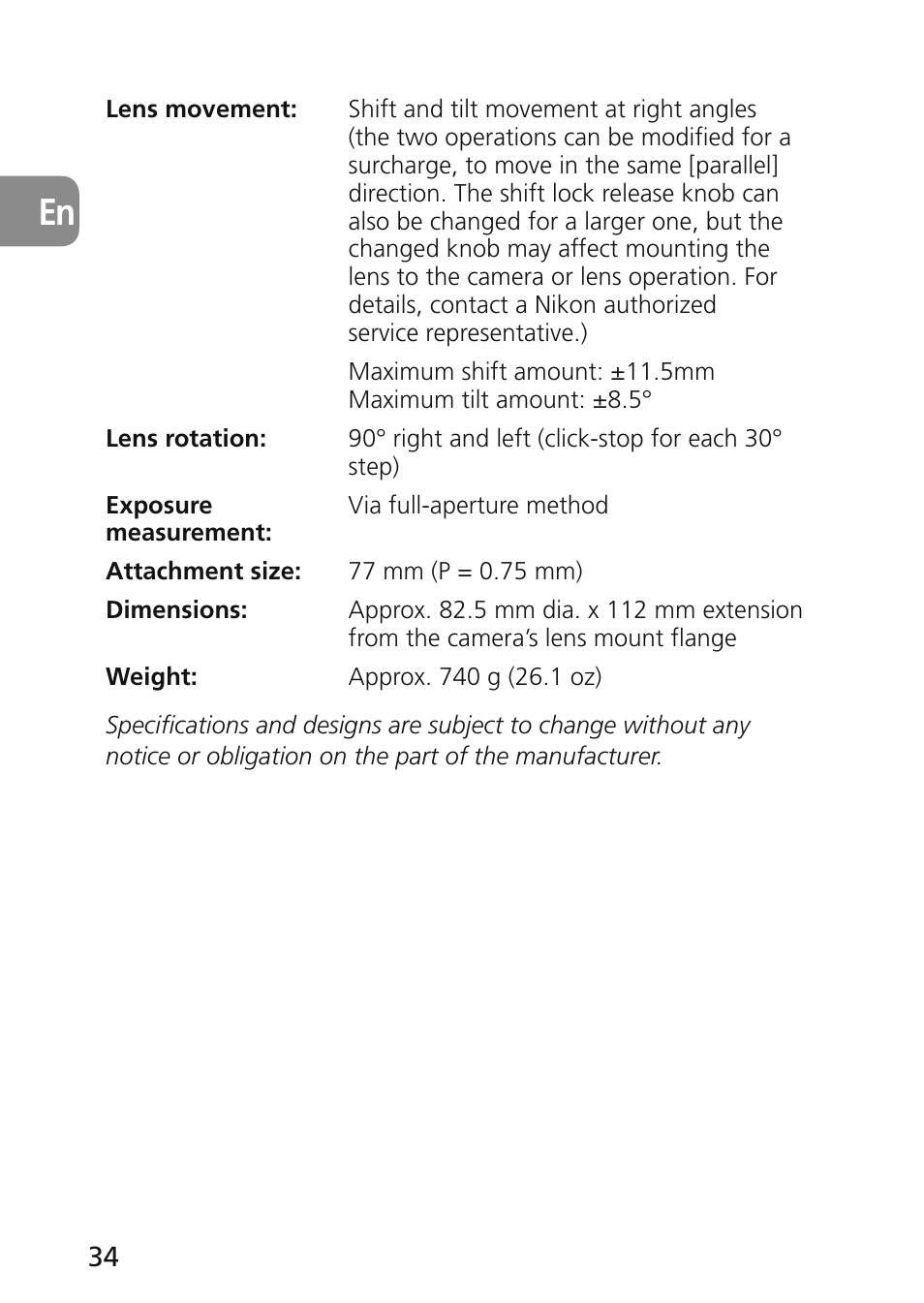 Nikon 45mm-f-28D-ED-PC-E-Nikkor User Manual | Page 34 / 252