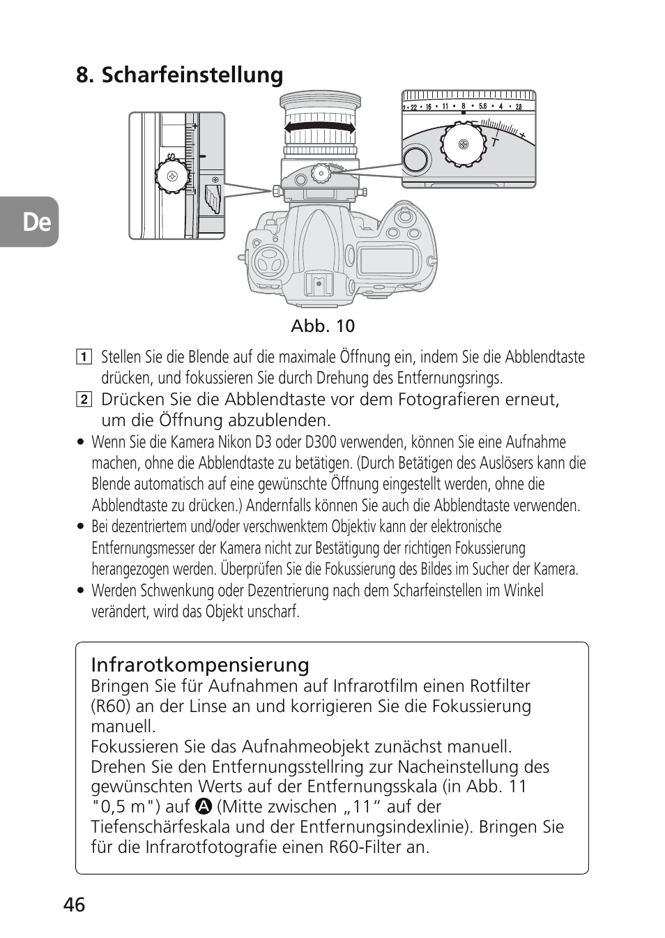 Scharfeinstellung | Nikon 45mm-f-28D-ED-PC-E-Nikkor User Manual | Page 46 / 252