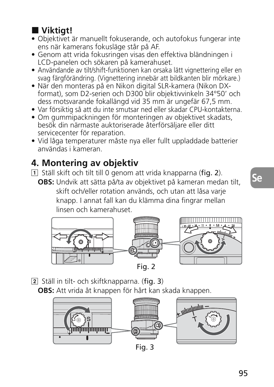Montering av objektiv | Nikon 45mm-f-28D-ED-PC-E-Nikkor User Manual | Page 95 / 252