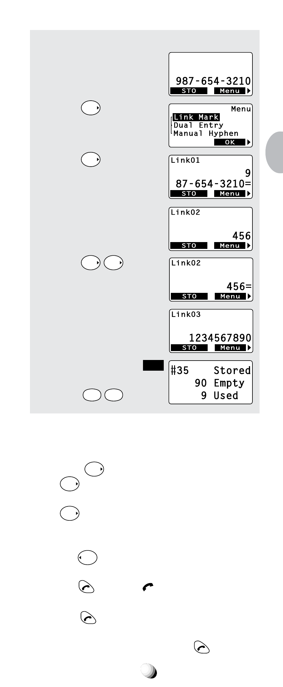 Press, Enter the second number. 5. press, Enter the third number. 7. press the key under | Three times. enter an ad- dress, Scroll to “ view number ” and press | Audiovox CDM-9100 User Manual | Page 51 / 107
