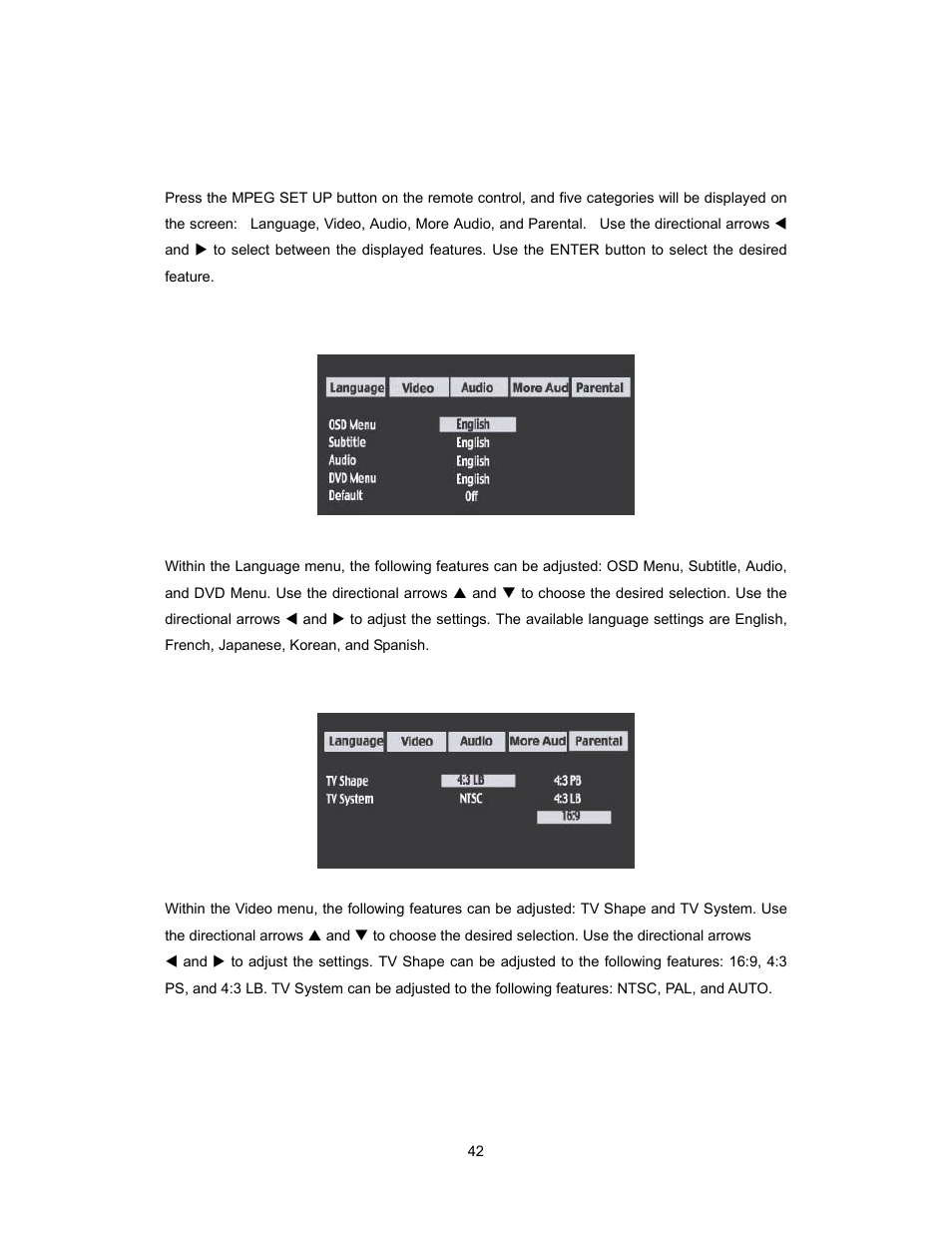 Dvd player operation | Audiovox PAV2000DTV User Manual | Page 43 / 58