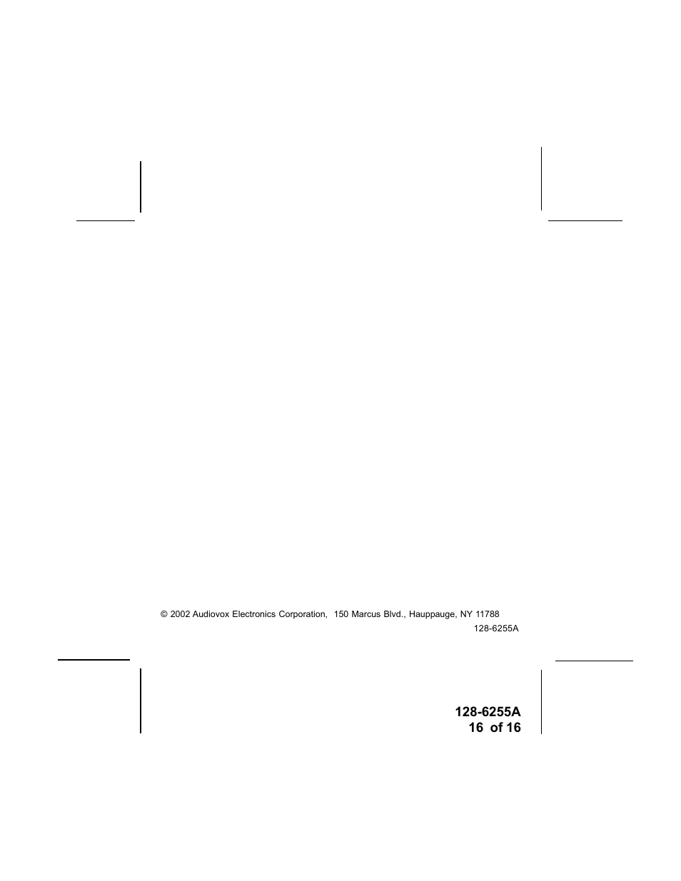 Audiovox FR-531-2 User Manual | Page 16 / 16