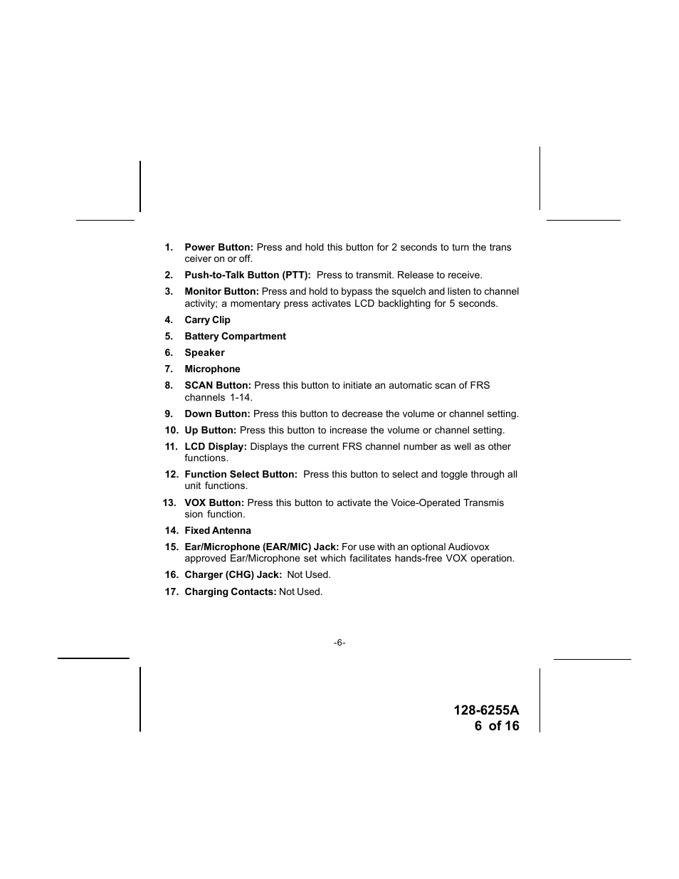 Audiovox FR-531-2 User Manual | Page 6 / 16