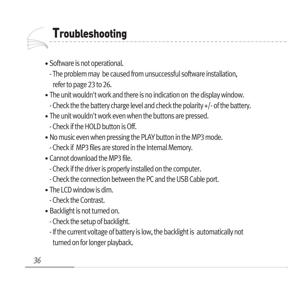 Roubleshooting | Audiovox MP3128 User Manual | Page 39 / 44