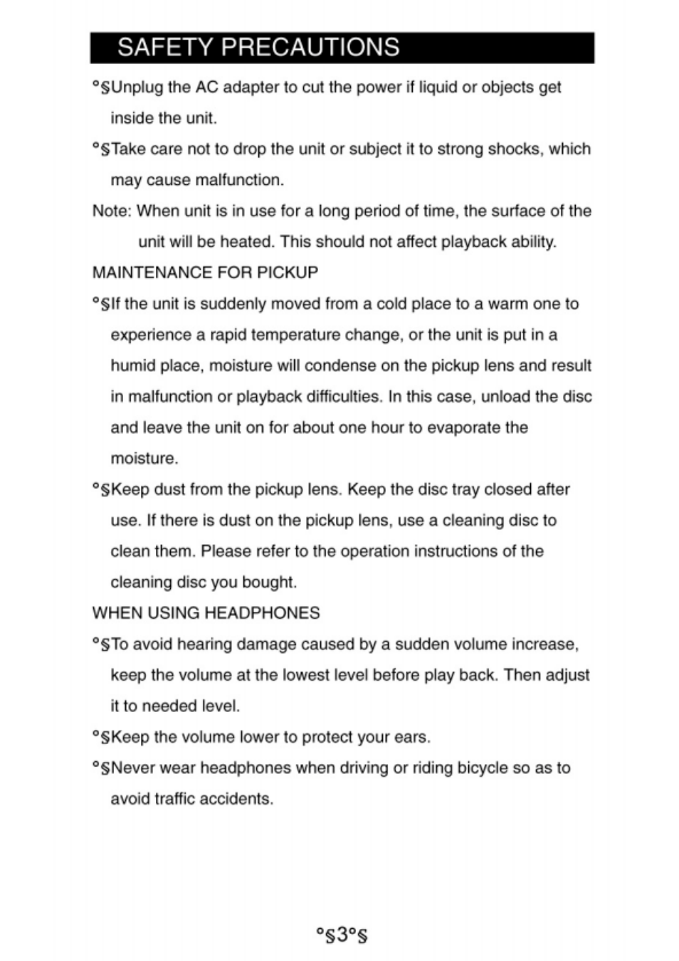 Safety precautions | Audiovox D1730 User Manual | Page 4 / 46