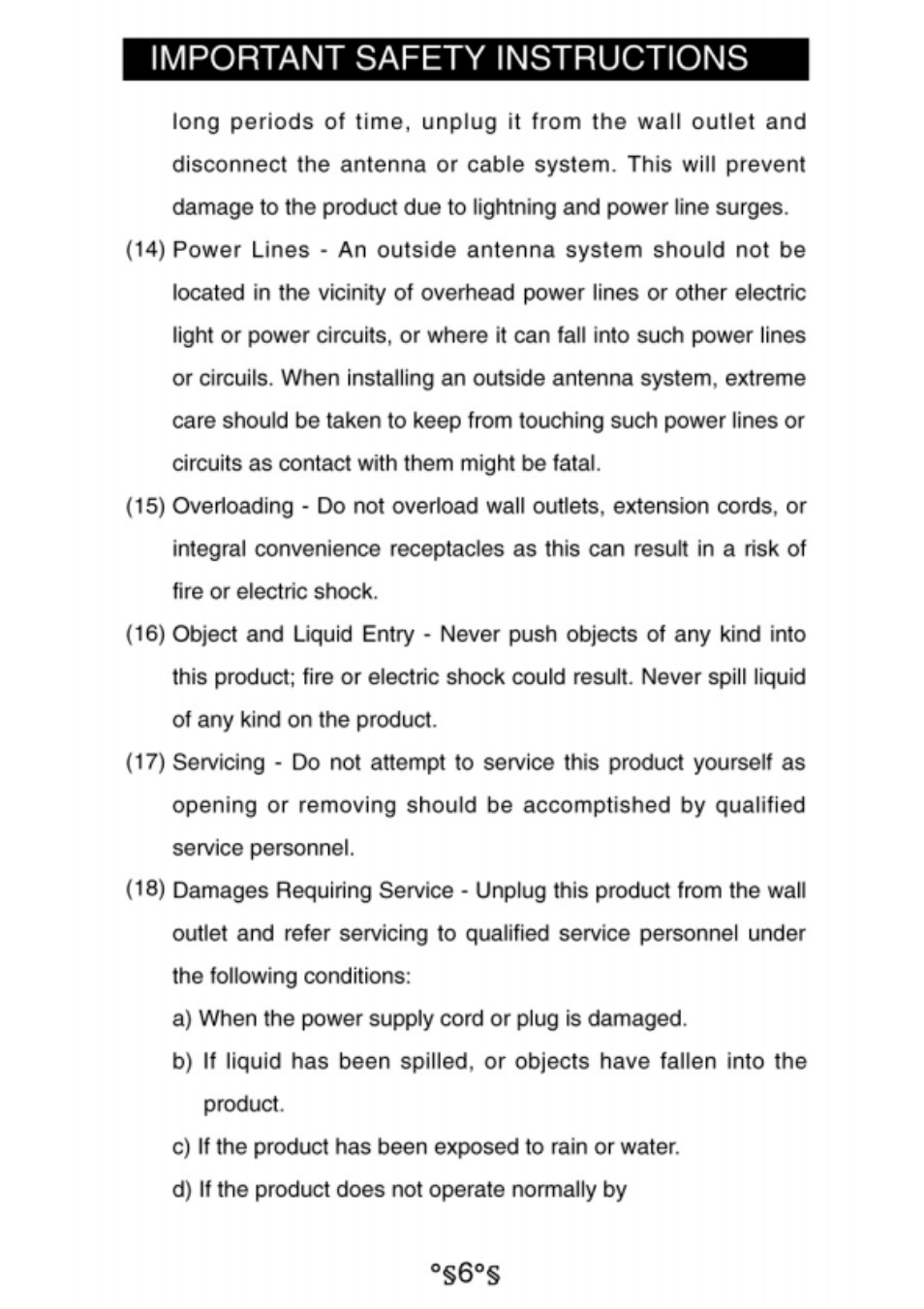Important safety instructions | Audiovox D1730 User Manual | Page 7 / 46