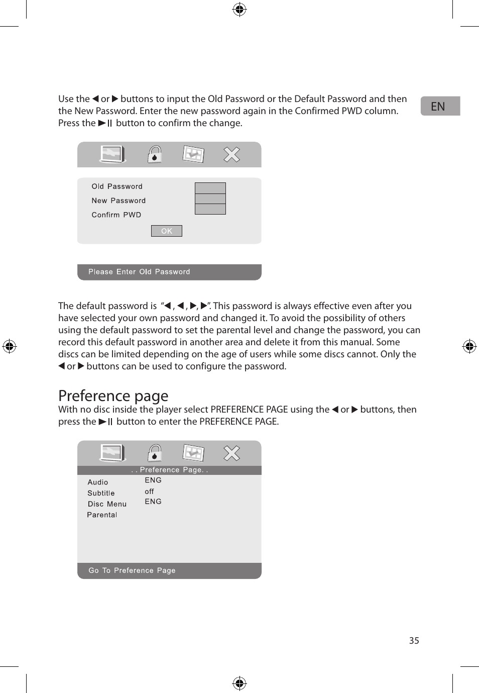 Preference page | Audiovox FLO TV DFL710 User Manual | Page 36 / 48