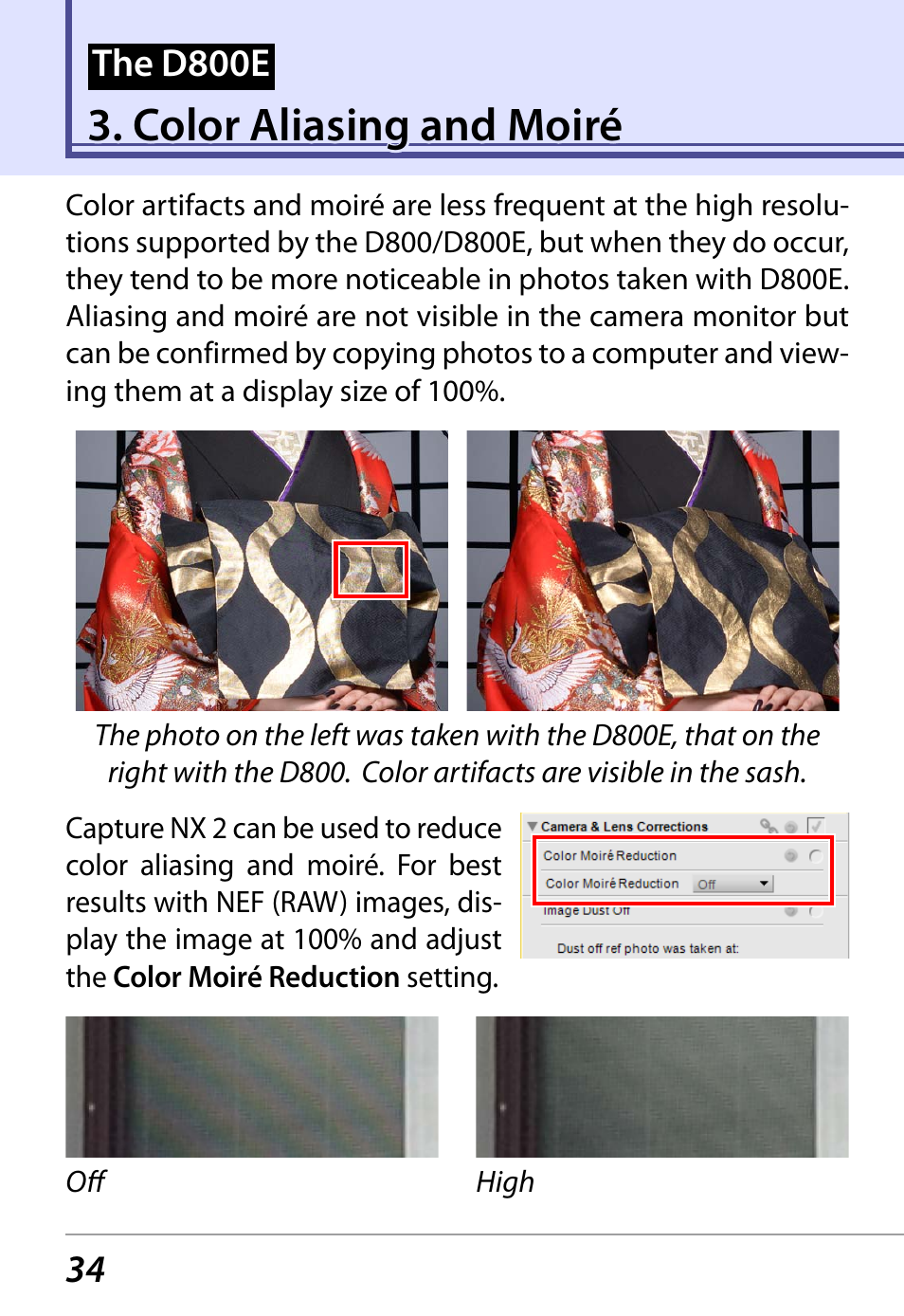 Color aliasing and moiré | Nikon D800 User Manual | Page 36 / 38