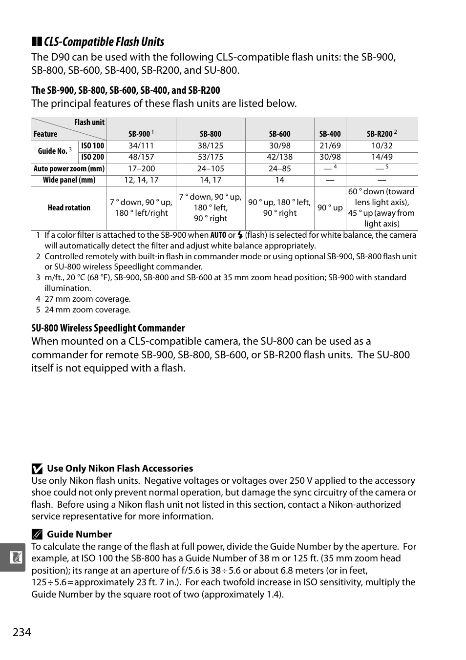 Cls-compatible flash units | Nikon D90 User Manual | Page 254 / 300