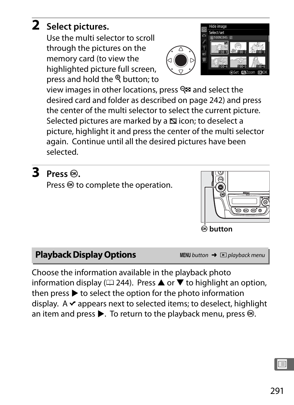 Playback display options | Nikon D4S User Manual | Page 313 / 500