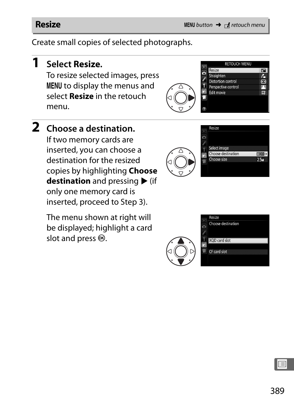 Resize | Nikon D4S User Manual | Page 411 / 500