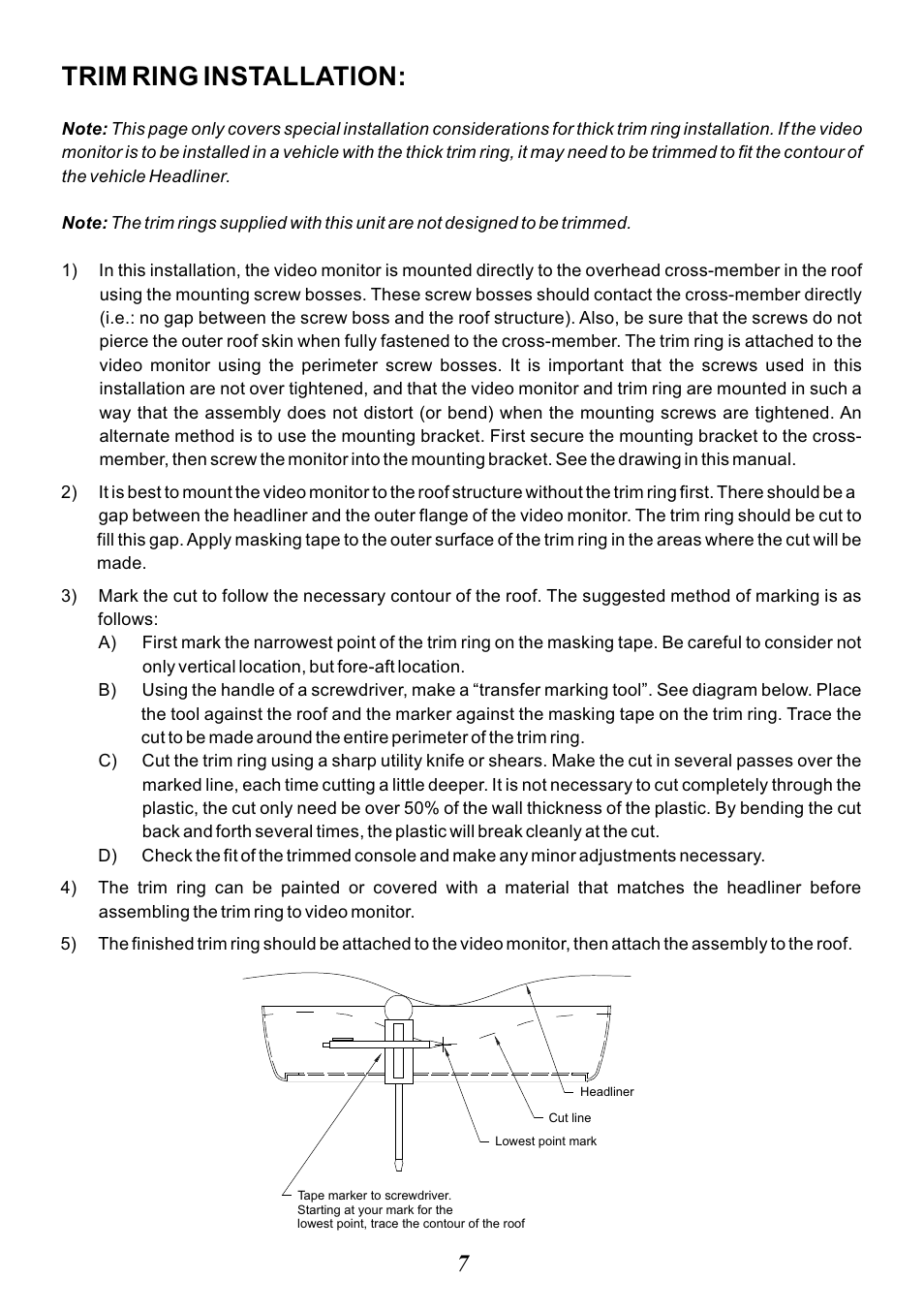 Trim ring installation | Audiovox VOD10 User Manual | Page 7 / 12