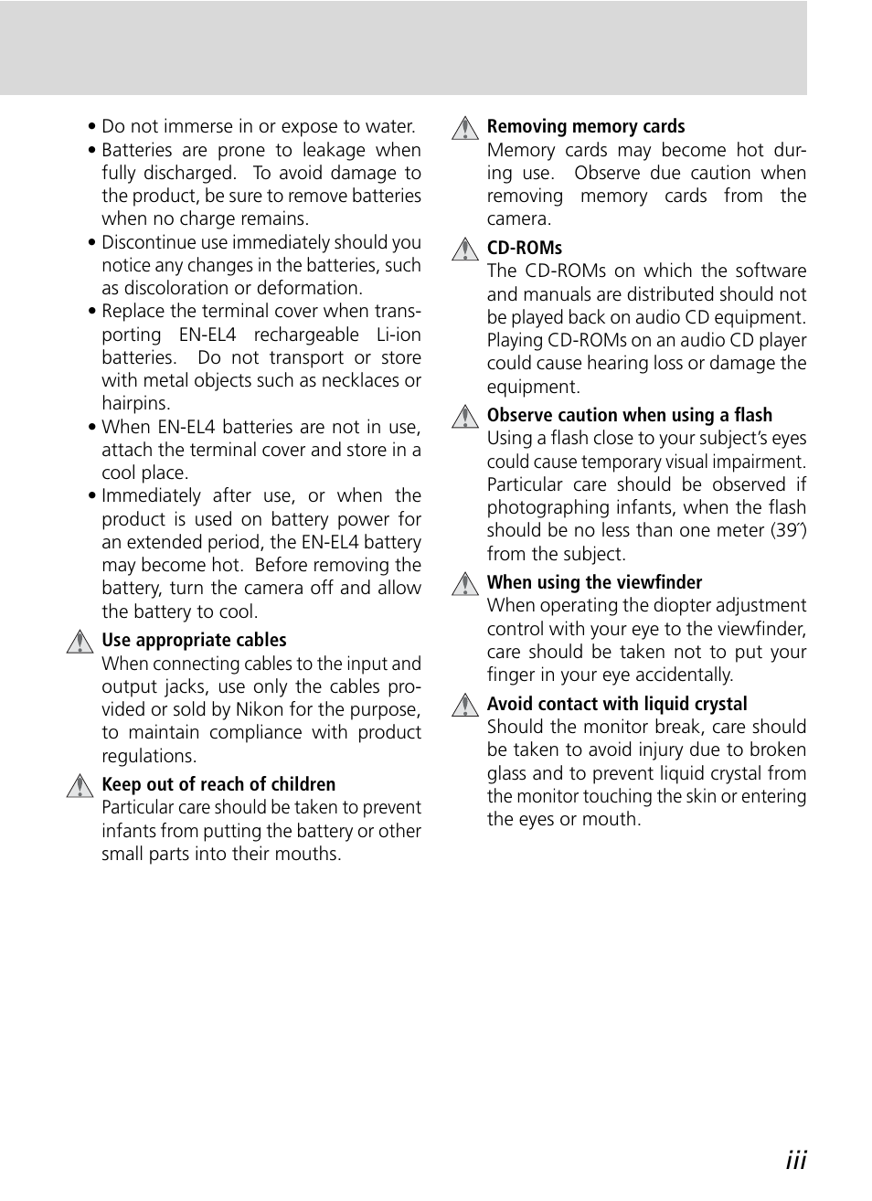 Nikon D2HS User Manual | Page 5 / 271