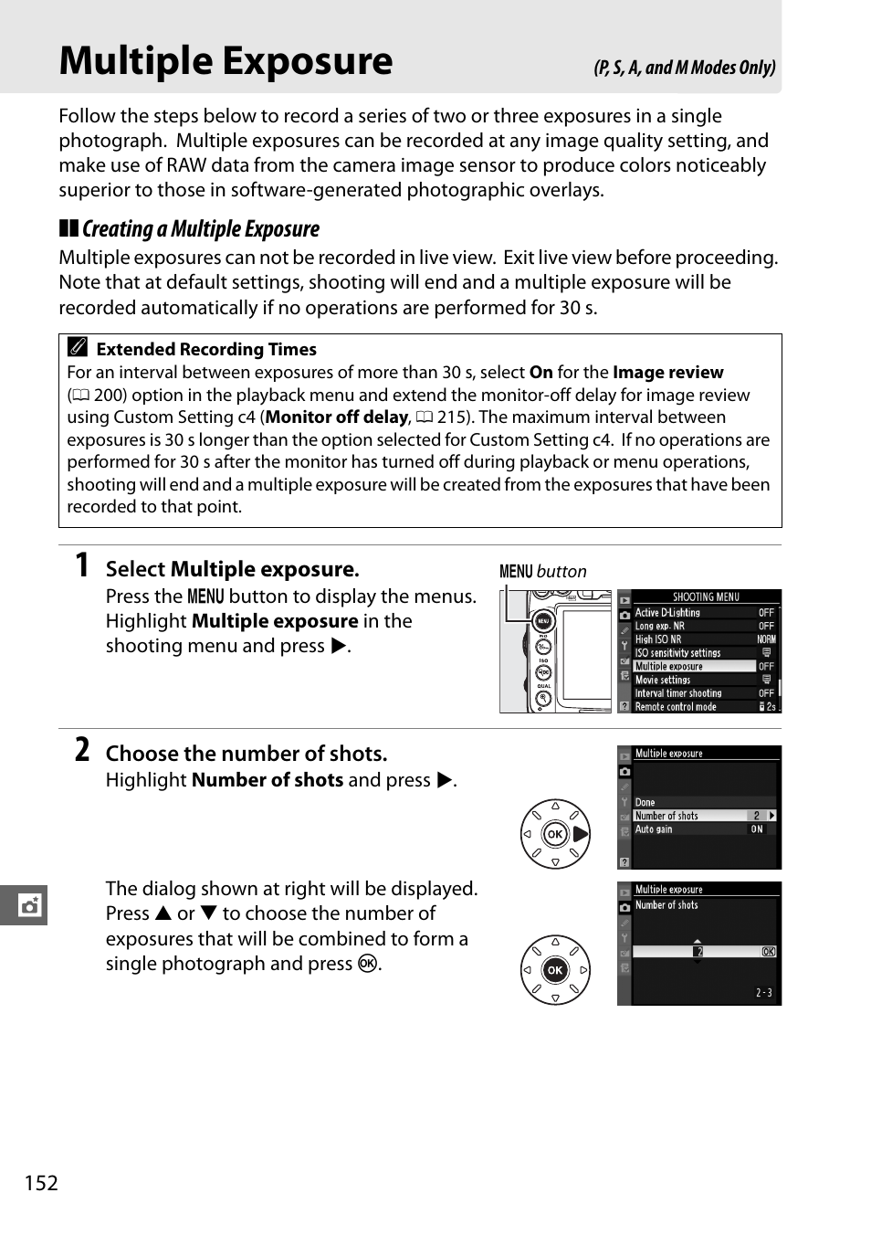 Multiple exposure | Nikon D7000 User Manual | Page 172 / 348