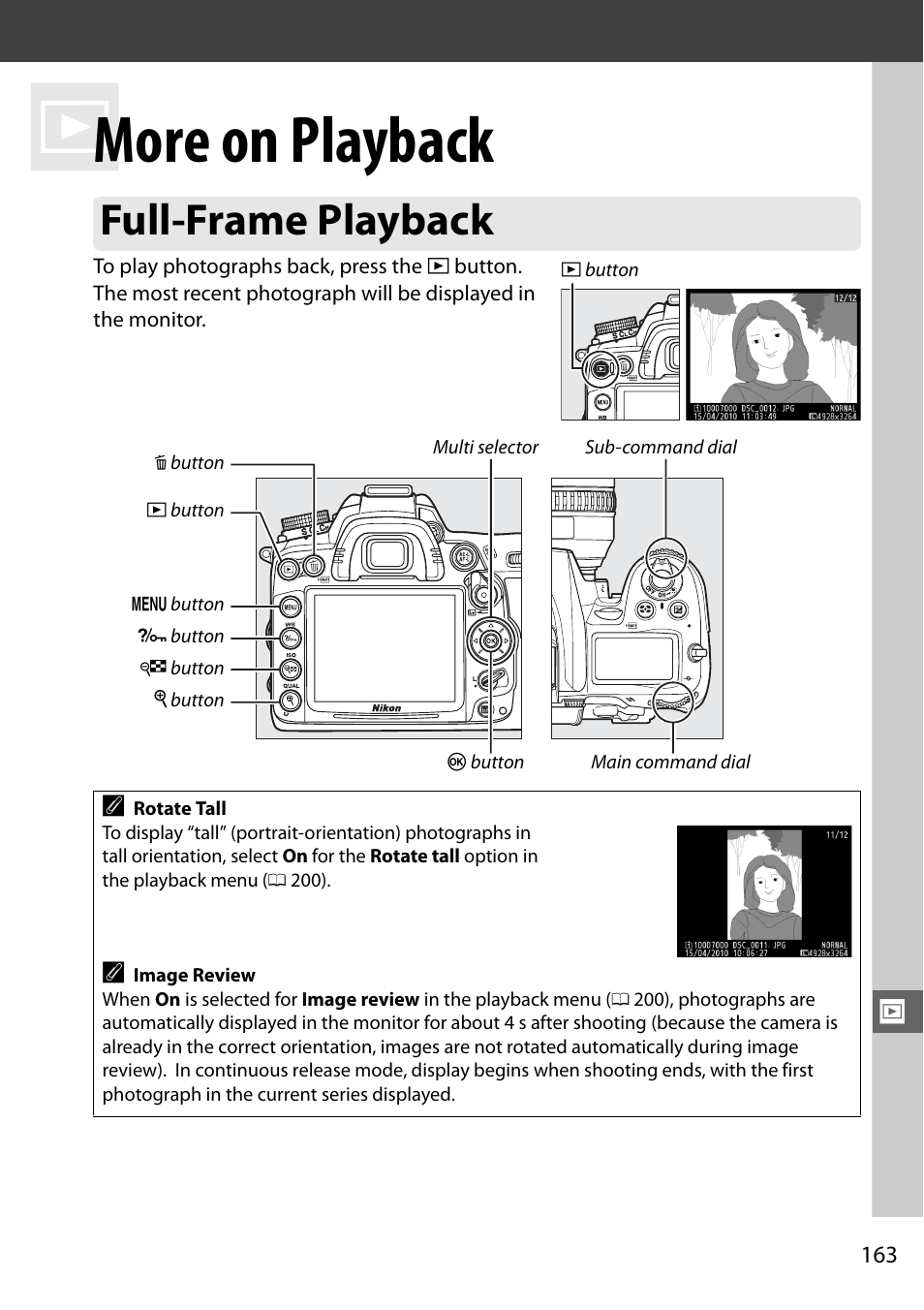 More on playback, Full-frame playback | Nikon D7000 User Manual | Page 183 / 348