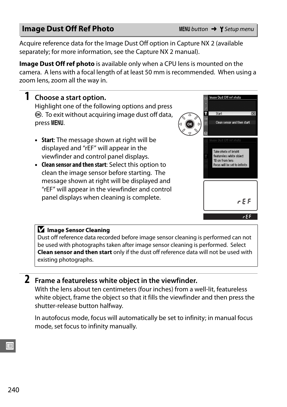 Image dust off ref photo | Nikon D7000 User Manual | Page 260 / 348