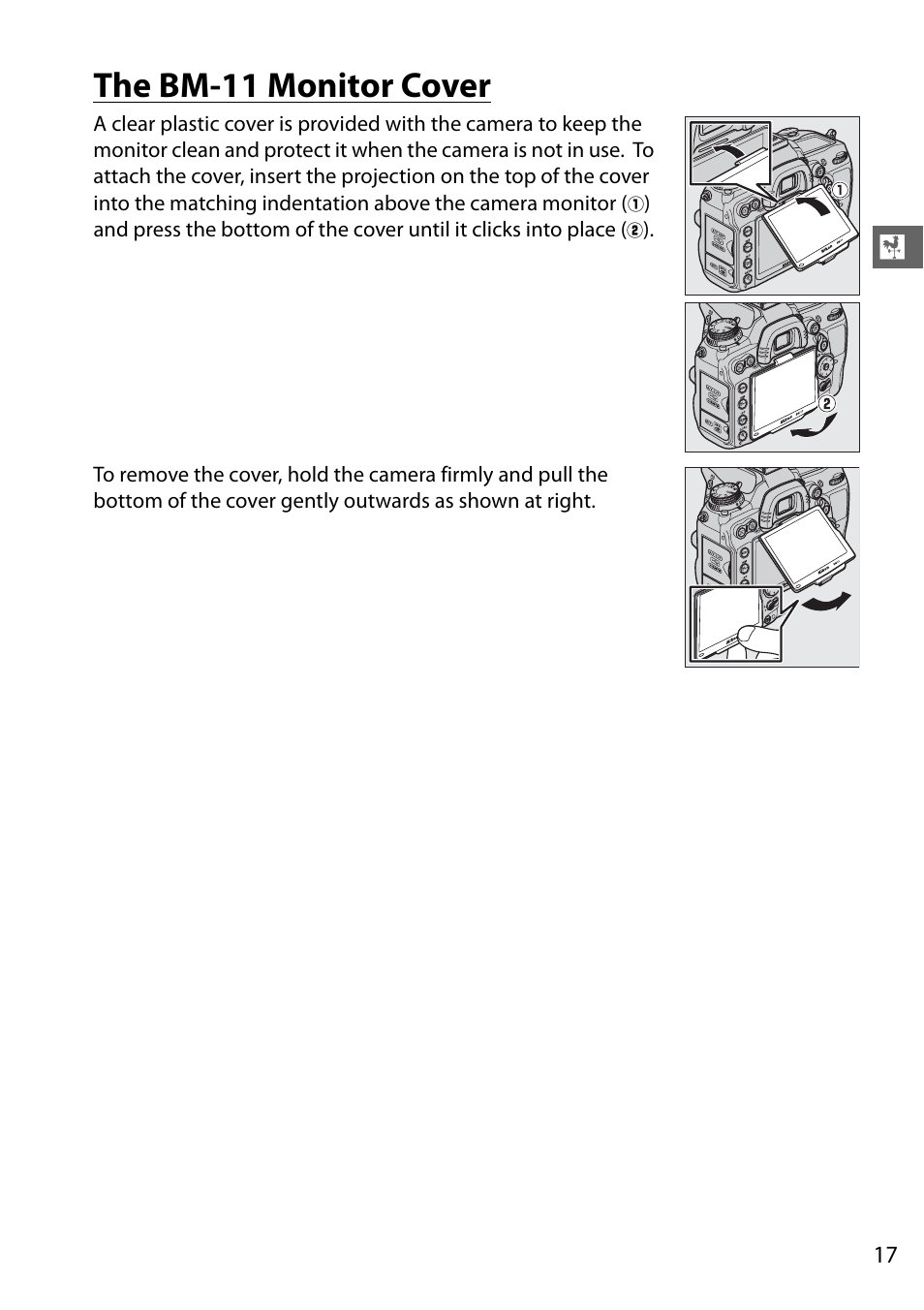 The bm-11 monitor cover | Nikon D7000 User Manual | Page 37 / 348