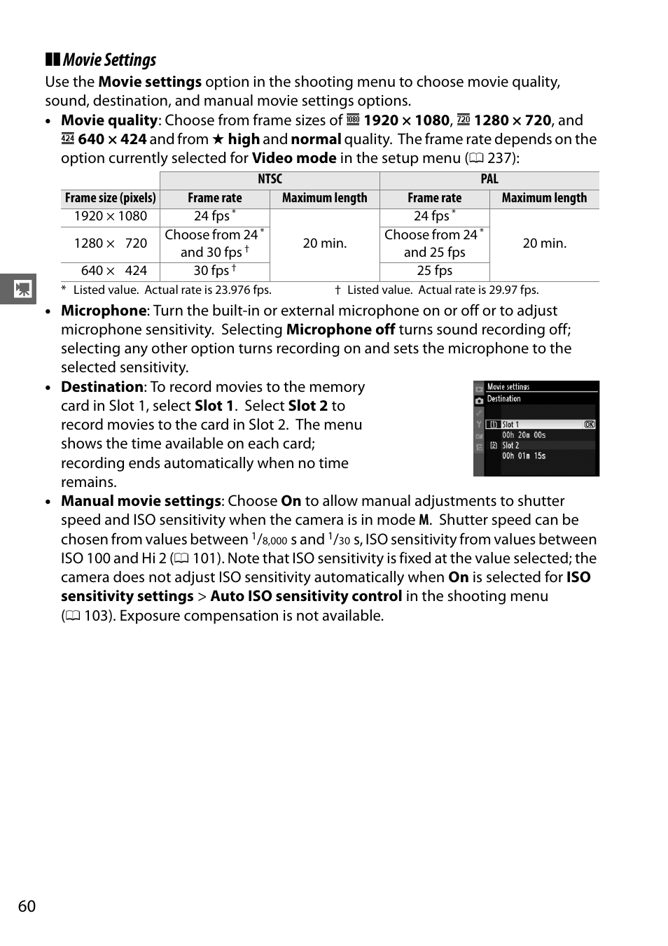 Movie settings | Nikon D7000 User Manual | Page 80 / 348