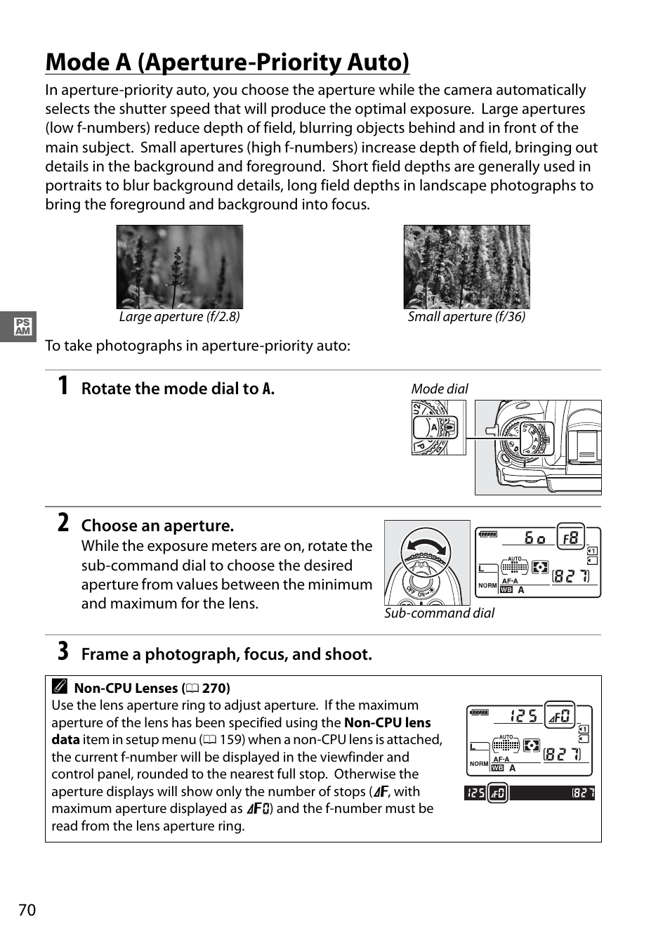 Mode a (aperture-priority auto) | Nikon D7000 User Manual | Page 90 / 348