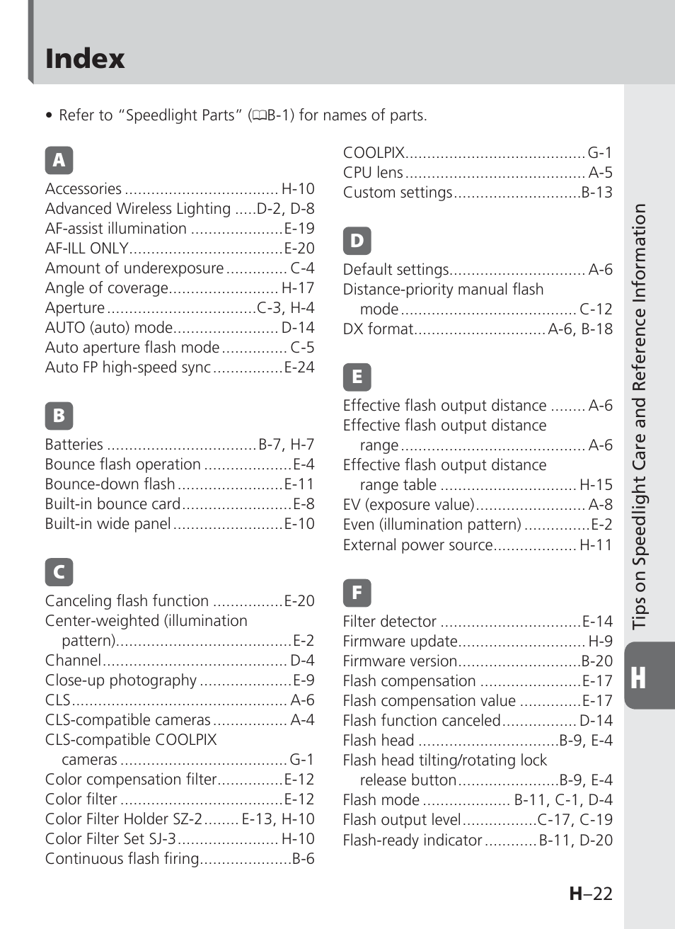 Index | Nikon SB-910 User Manual | Page 133 / 136