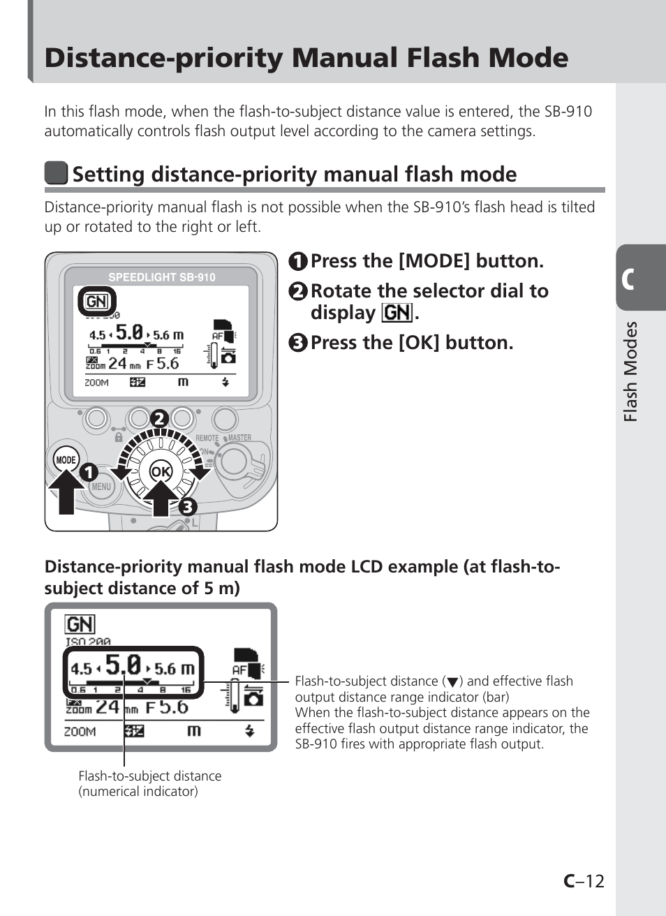 Distance-priority manual flash mode, Setting distance-priority manual flash mode | Nikon SB-910 User Manual | Page 51 / 136