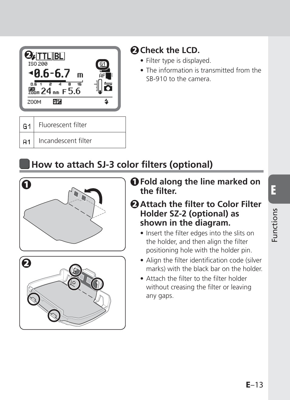 How to attach sj-3 color filters (optional) | Nikon SB-910 User Manual | Page 95 / 136
