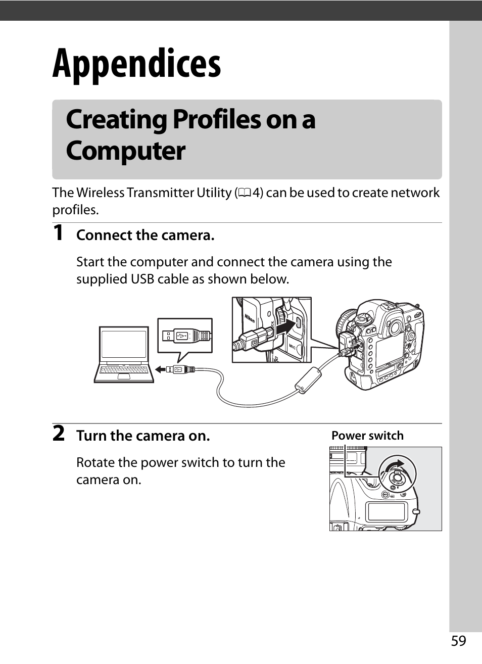 Appendices, Creating profiles on a computer | Nikon D4 User Manual | Page 69 / 100