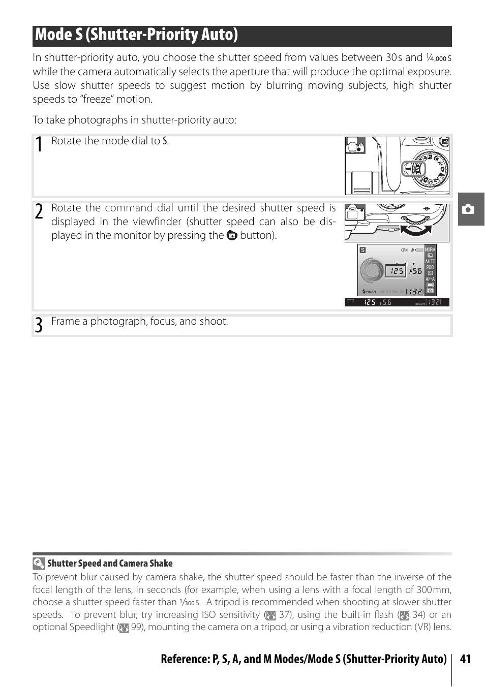 Mode s (shutter-priority auto) | Nikon D40 User Manual | Page 53 / 139