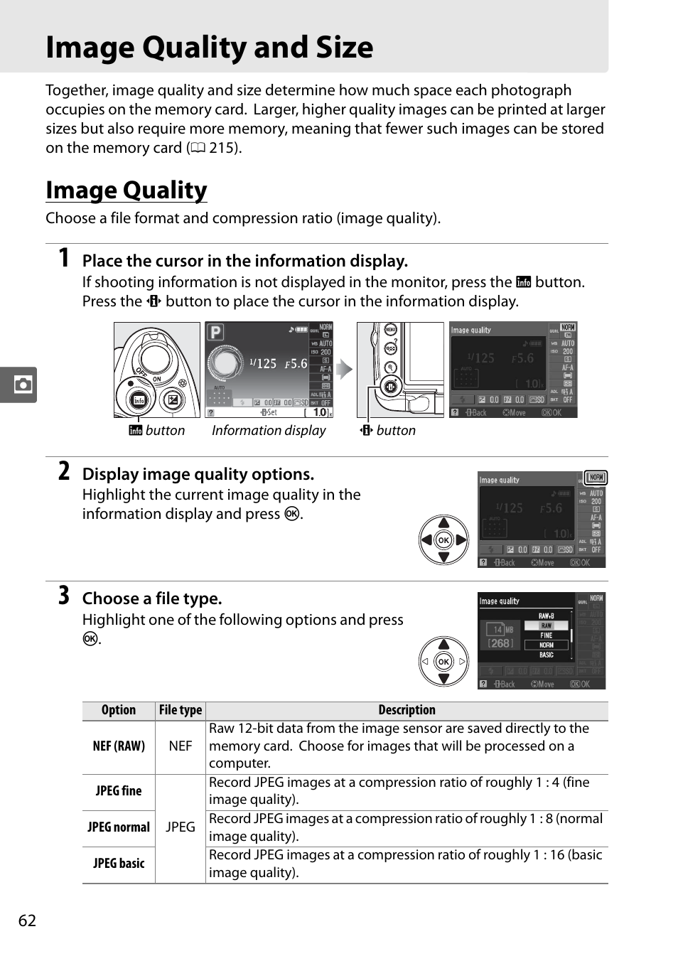 Image quality and size, Image quality | Nikon D5000 User Manual | Page 80 / 256