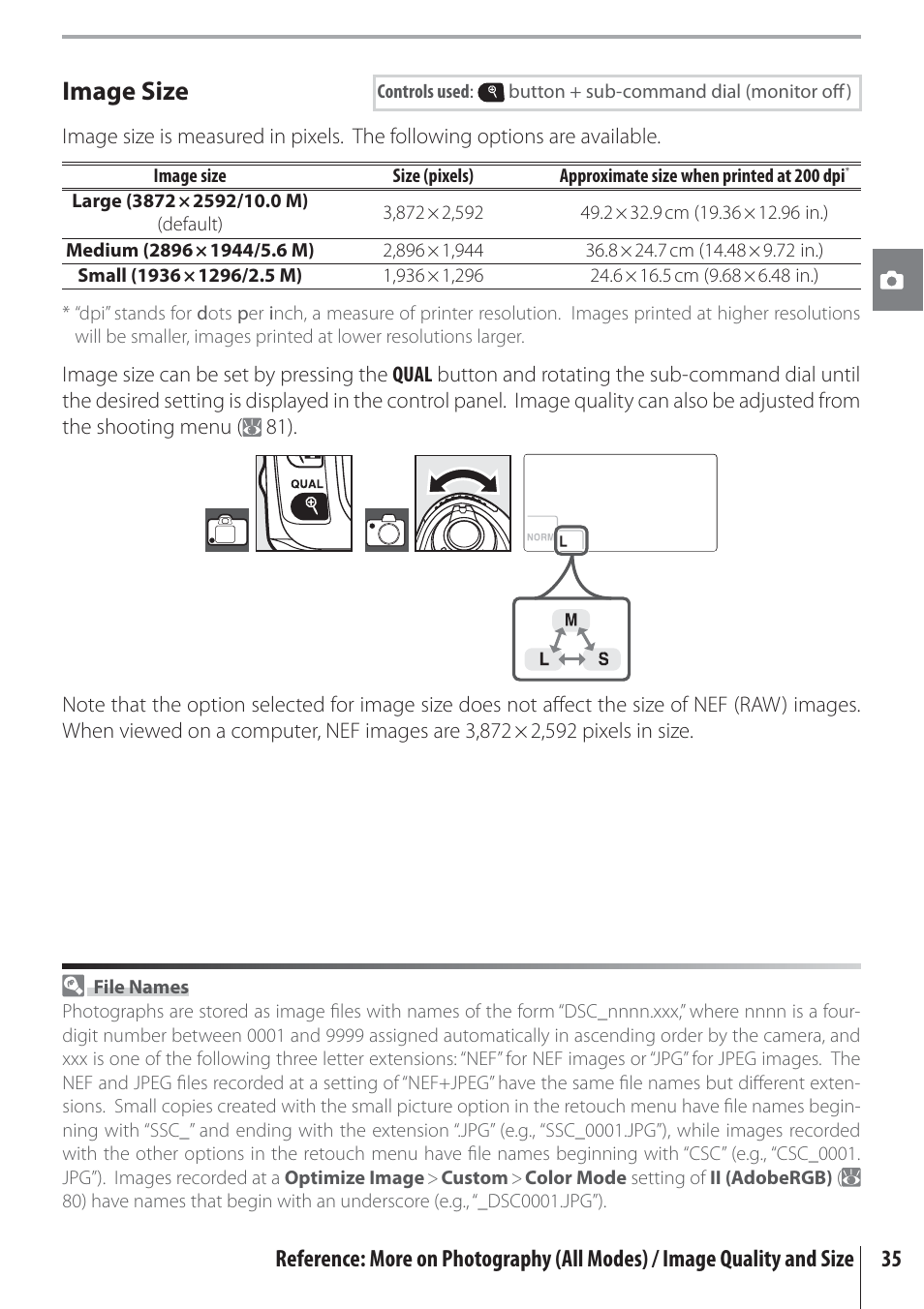 Image size | Nikon D80 User Manual | Page 47 / 162