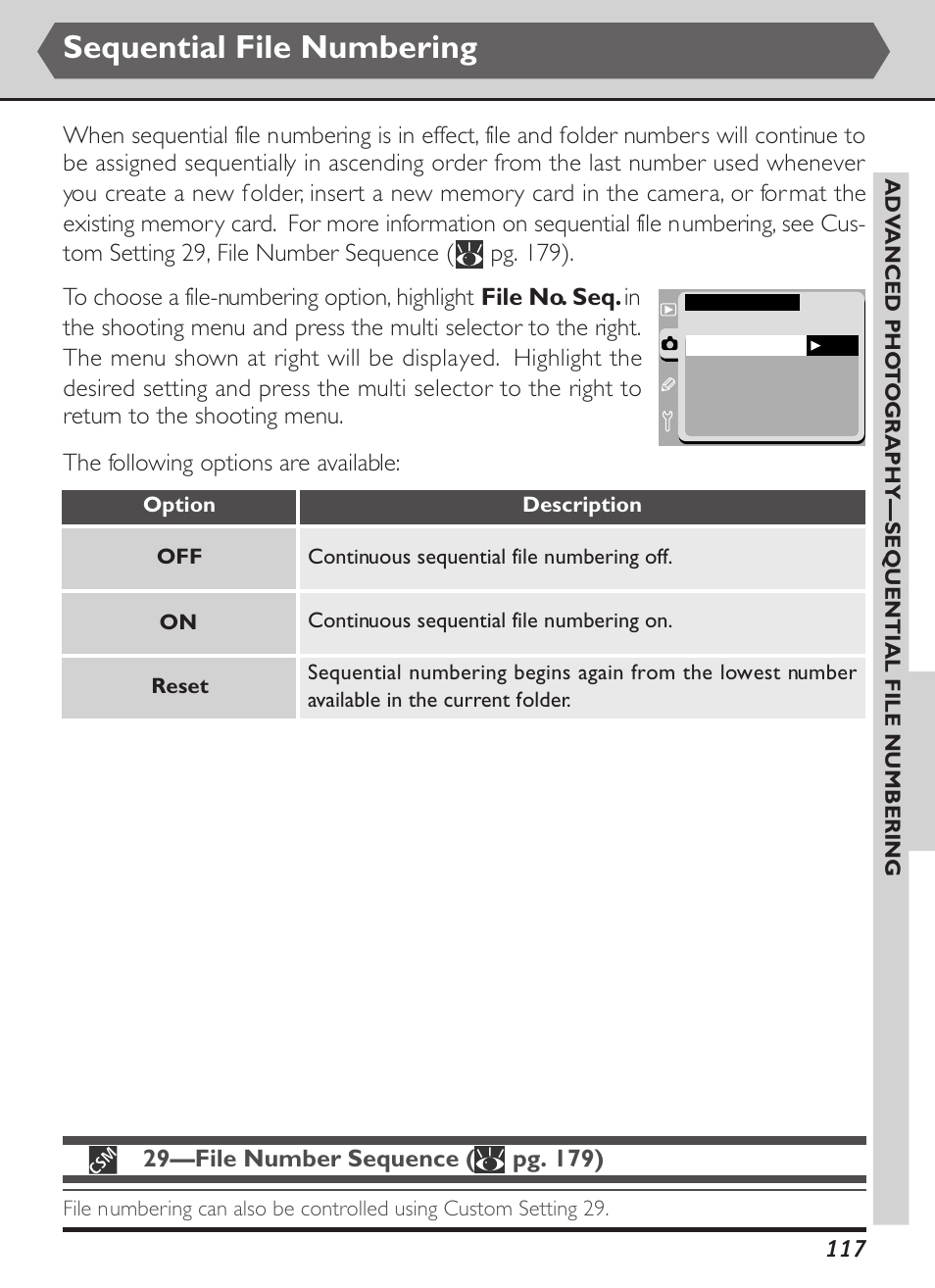 Sequential file numbering | Nikon D1X User Manual | Page 130 / 236